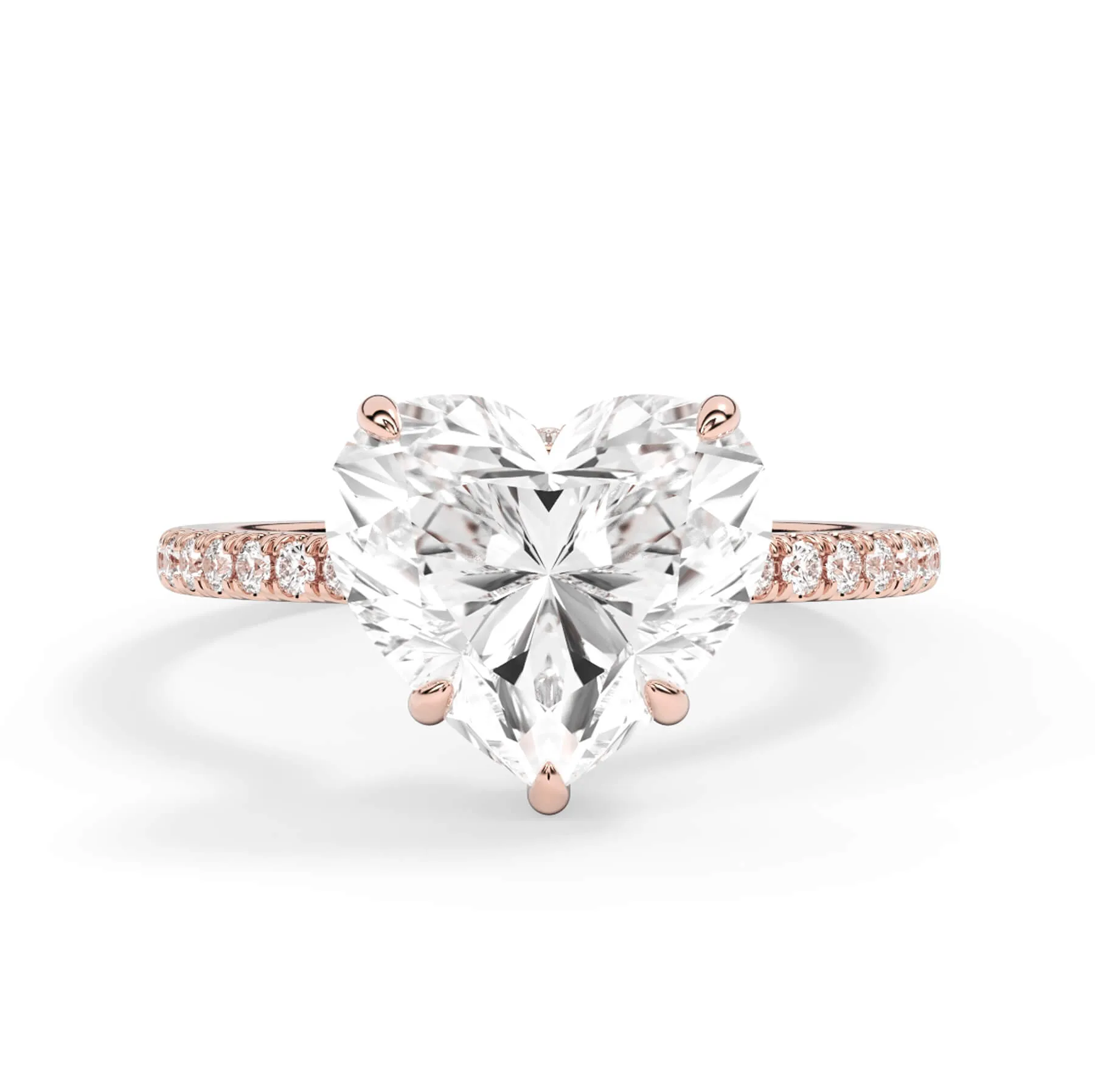 Pave Hidden Basket Diamond Accented Delicate Engagement Ring