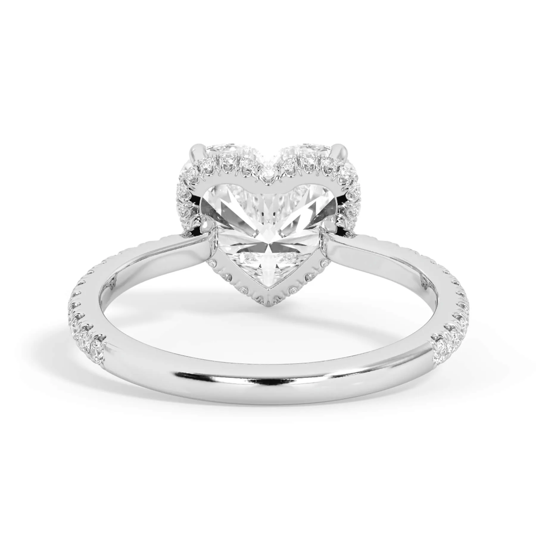 Pave Hidden Basket Diamond Accented Delicate Engagement Ring