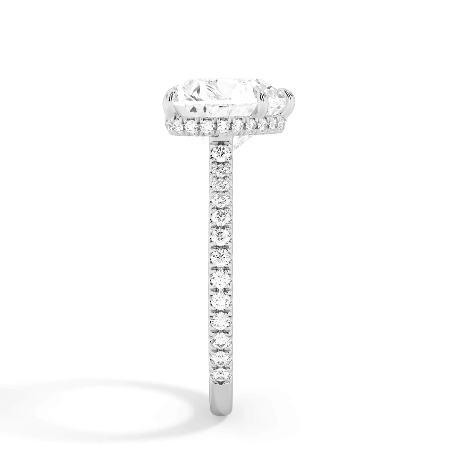 Pave Hidden Basket Diamond Accented Delicate Engagement Ring