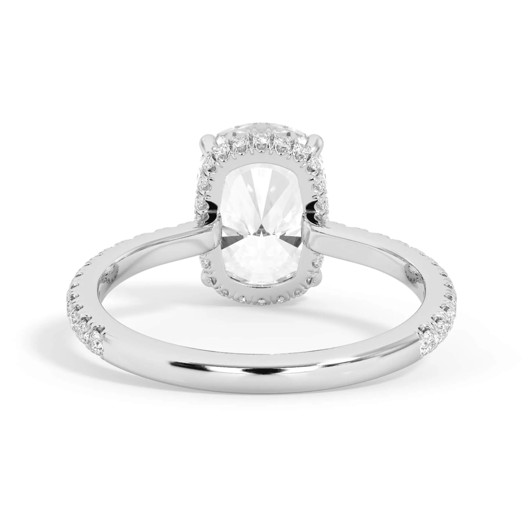 Pave Hidden Basket Diamond Accented Delicate Engagement Ring