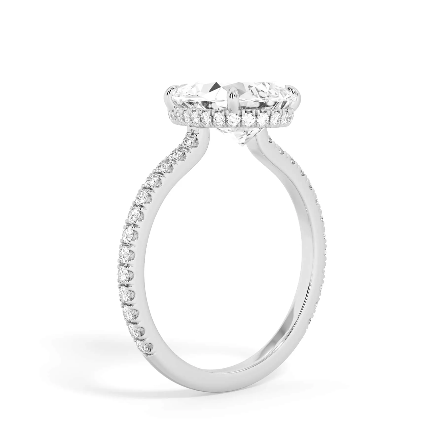 Pave Hidden Basket Diamond Accented Delicate Engagement Ring