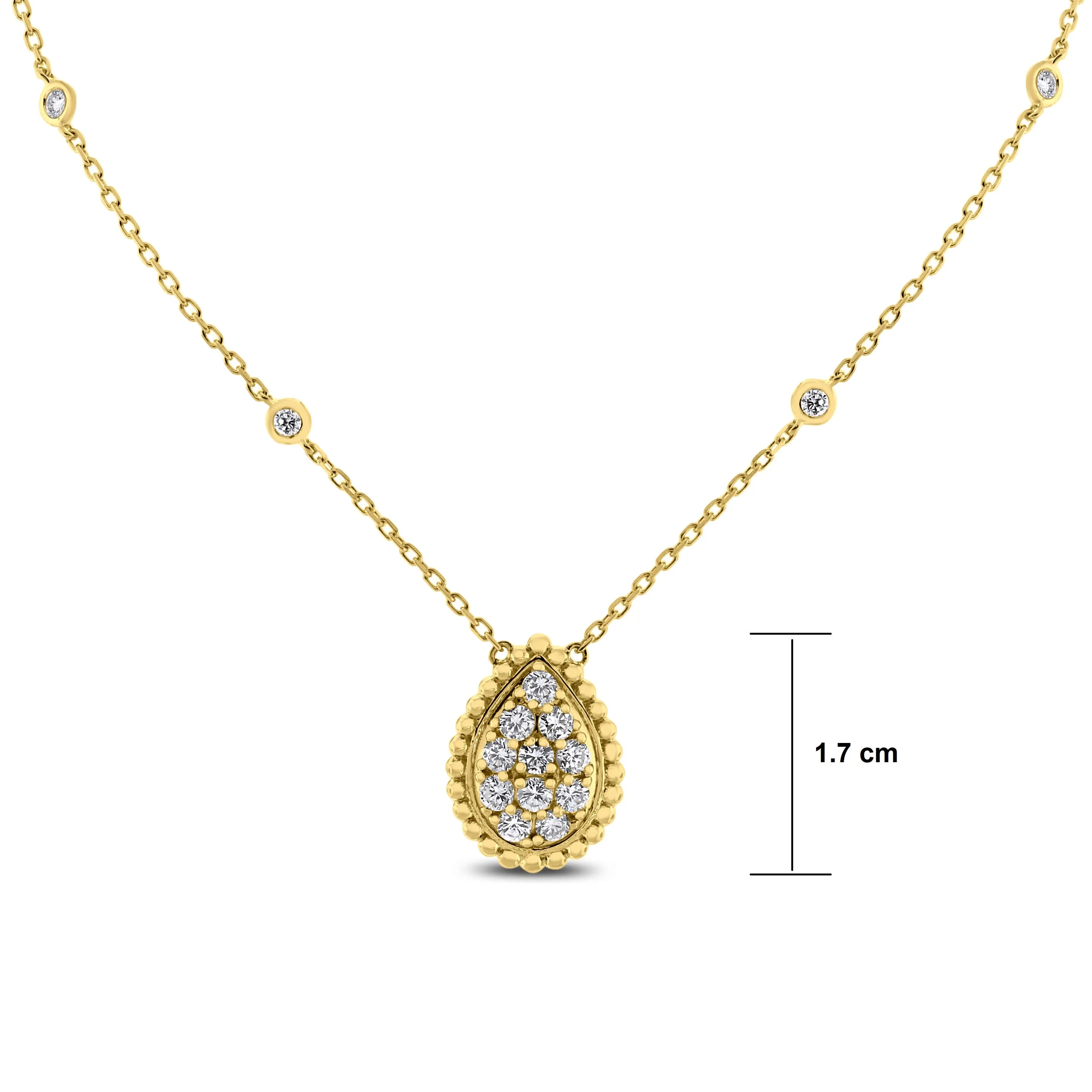 Pear Drop Pendant Necklace (0.85 ct Diamonds) in Yellow Gold