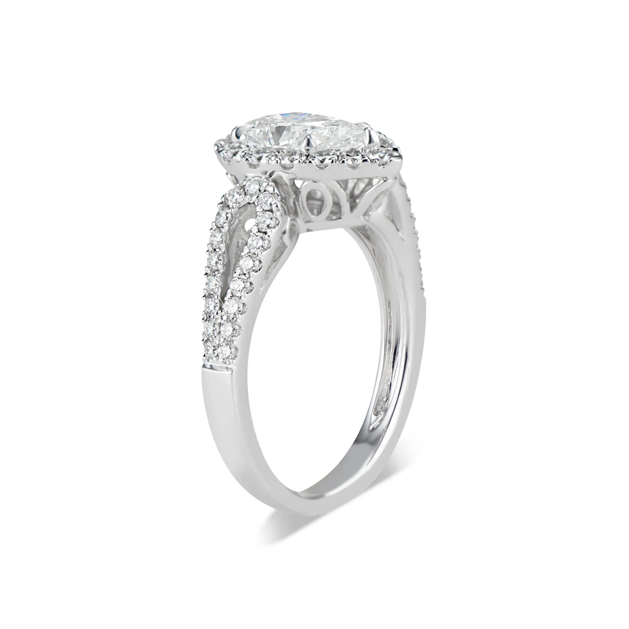 Pear Halo Diamond Engagement Ring with Open Loop Shank