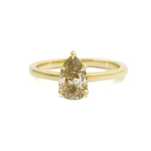 Pear Shape Champagne Diamond Solitaire Ring