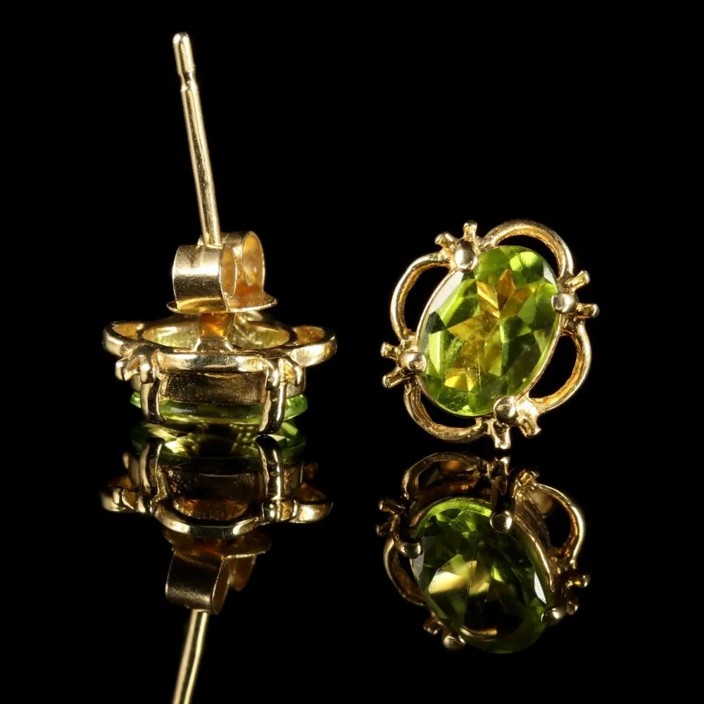 Peridot 9Ct Gold Stud Earrings