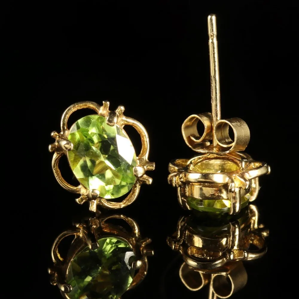 Peridot 9Ct Gold Stud Earrings