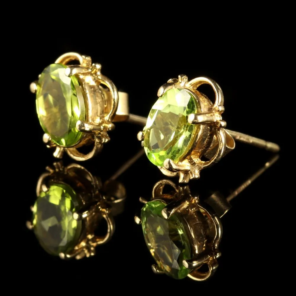 Peridot 9Ct Gold Stud Earrings