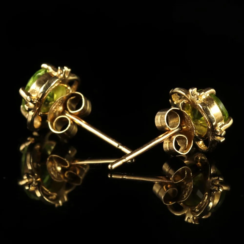 Peridot 9Ct Gold Stud Earrings