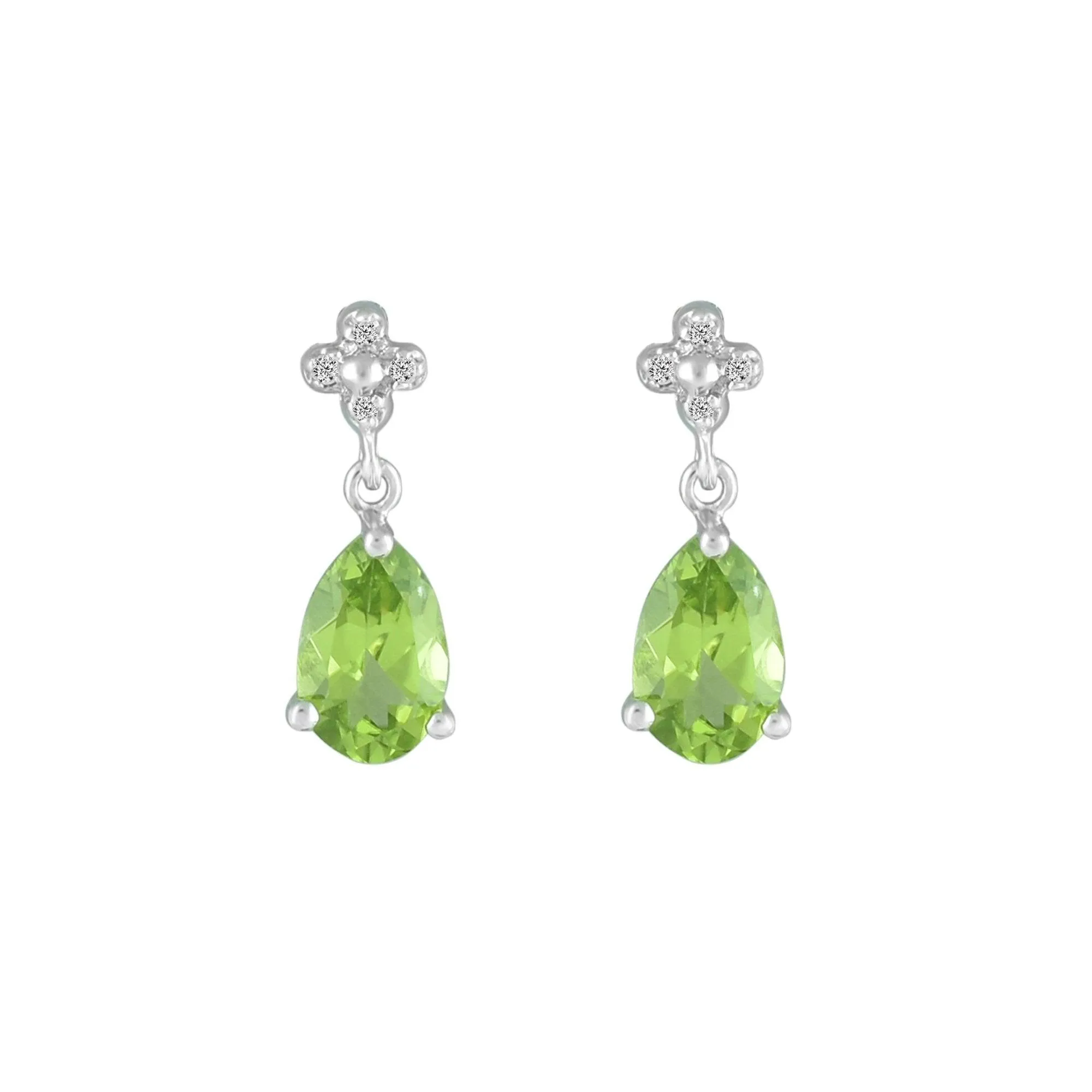 Peridot and Diamond Accent Fashion Drop Earrings in 10K