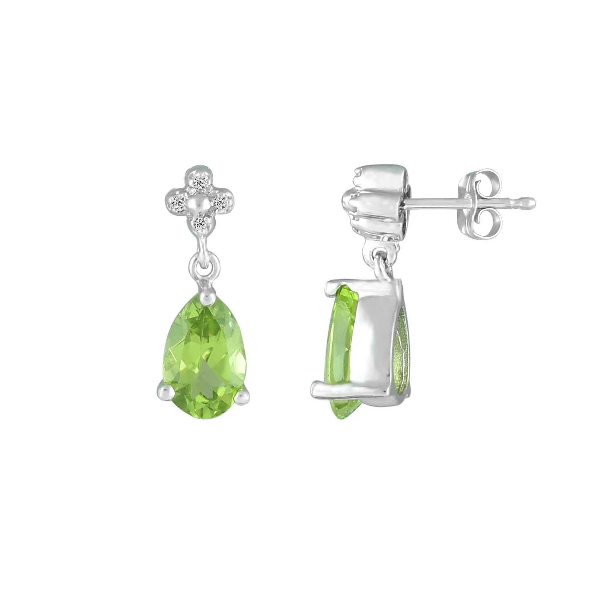 Peridot and Diamond Accent Fashion Drop Earrings in 10K