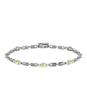 Peridot Bracelet - 10ct White Gold Peridot & Diamond Bracelet - 787945