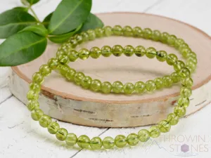 PERIDOT Crystal Bracelet - Round Beads - Beaded Bracelet, Birthstone Bracelet, Handmade Jewelry,  Healing Crystal Bracelet,  E0983