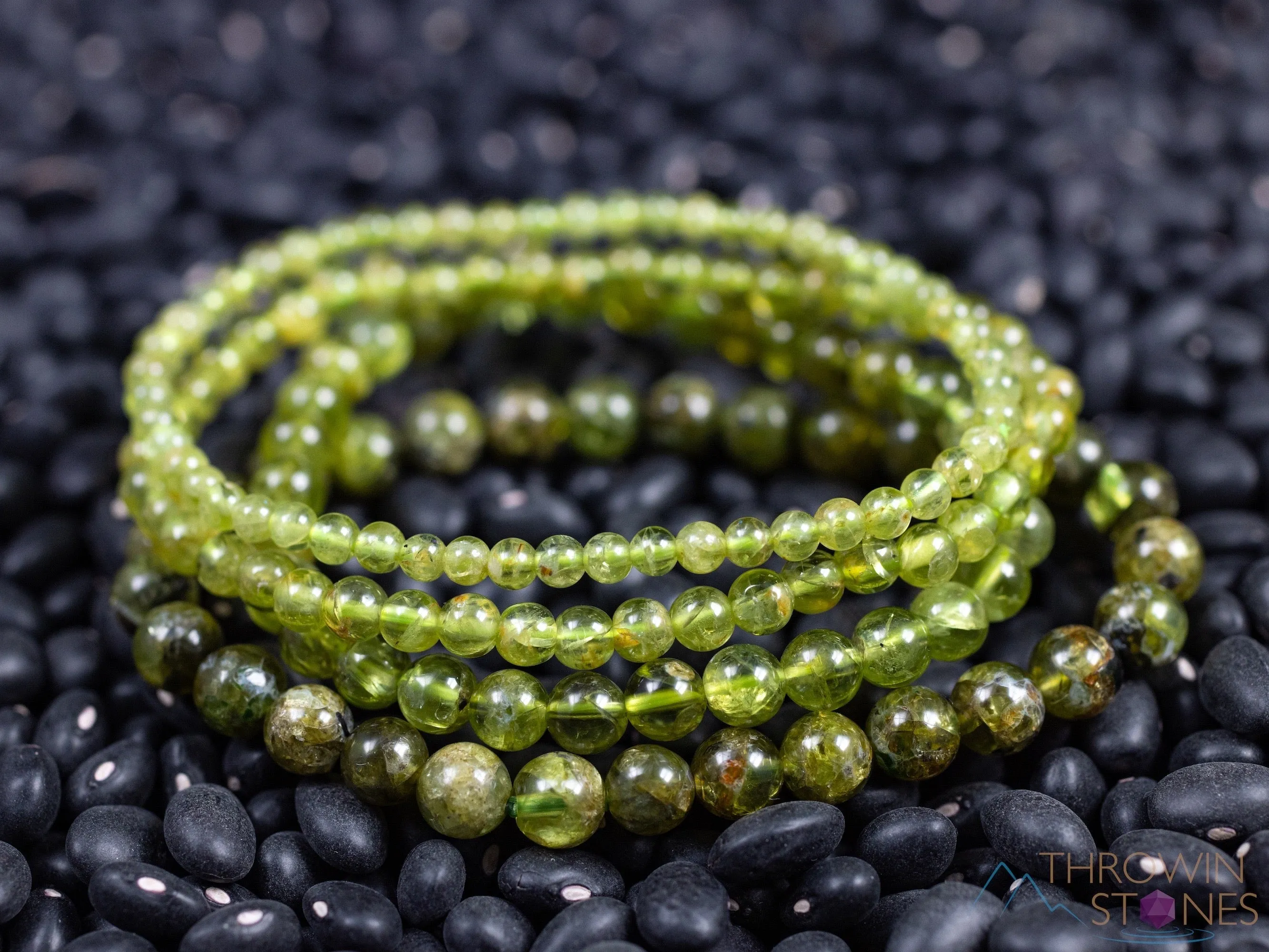 PERIDOT Crystal Bracelet - Round Beads - Beaded Bracelet, Birthstone Bracelet, Handmade Jewelry,  Healing Crystal Bracelet,  E0983