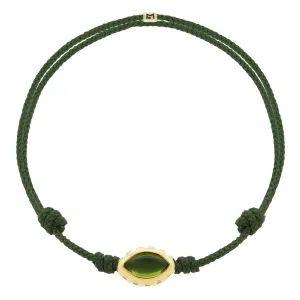 Peridot Eye of the Idol on Pine Cord Bracelet