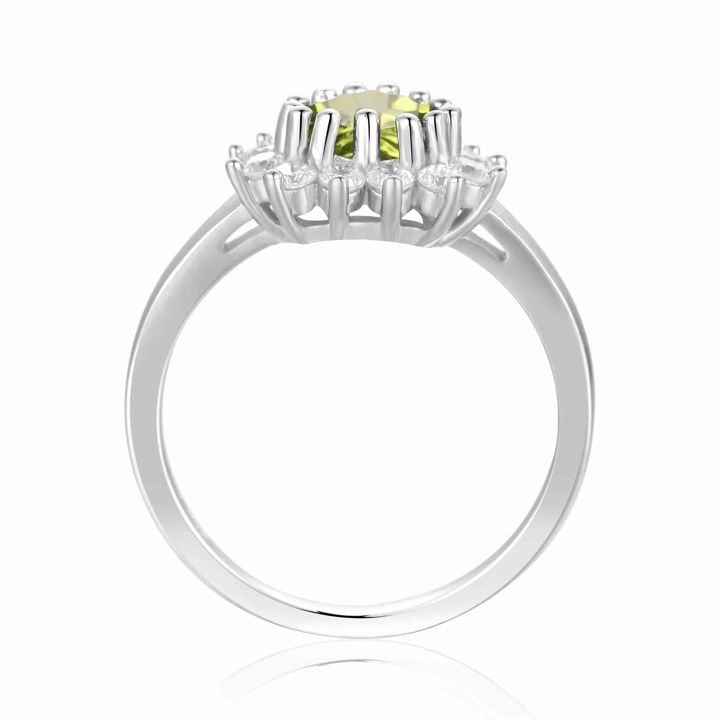 Peridot Halo Heart Ring