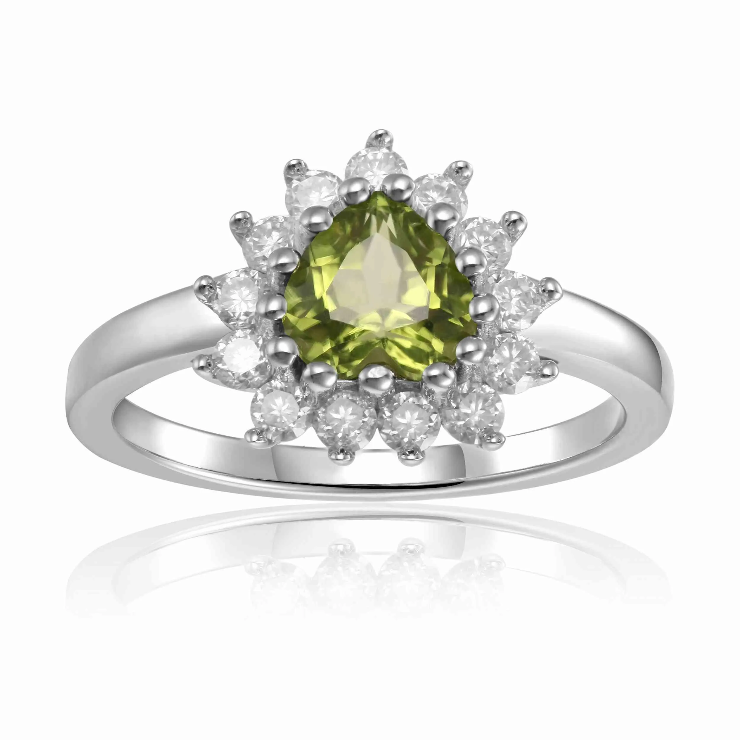 Peridot Halo Heart Ring