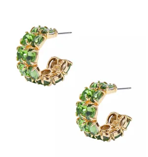 PERIDOT OVAL CRYSTAL DOUBLE ROW HOOP EARRINGS