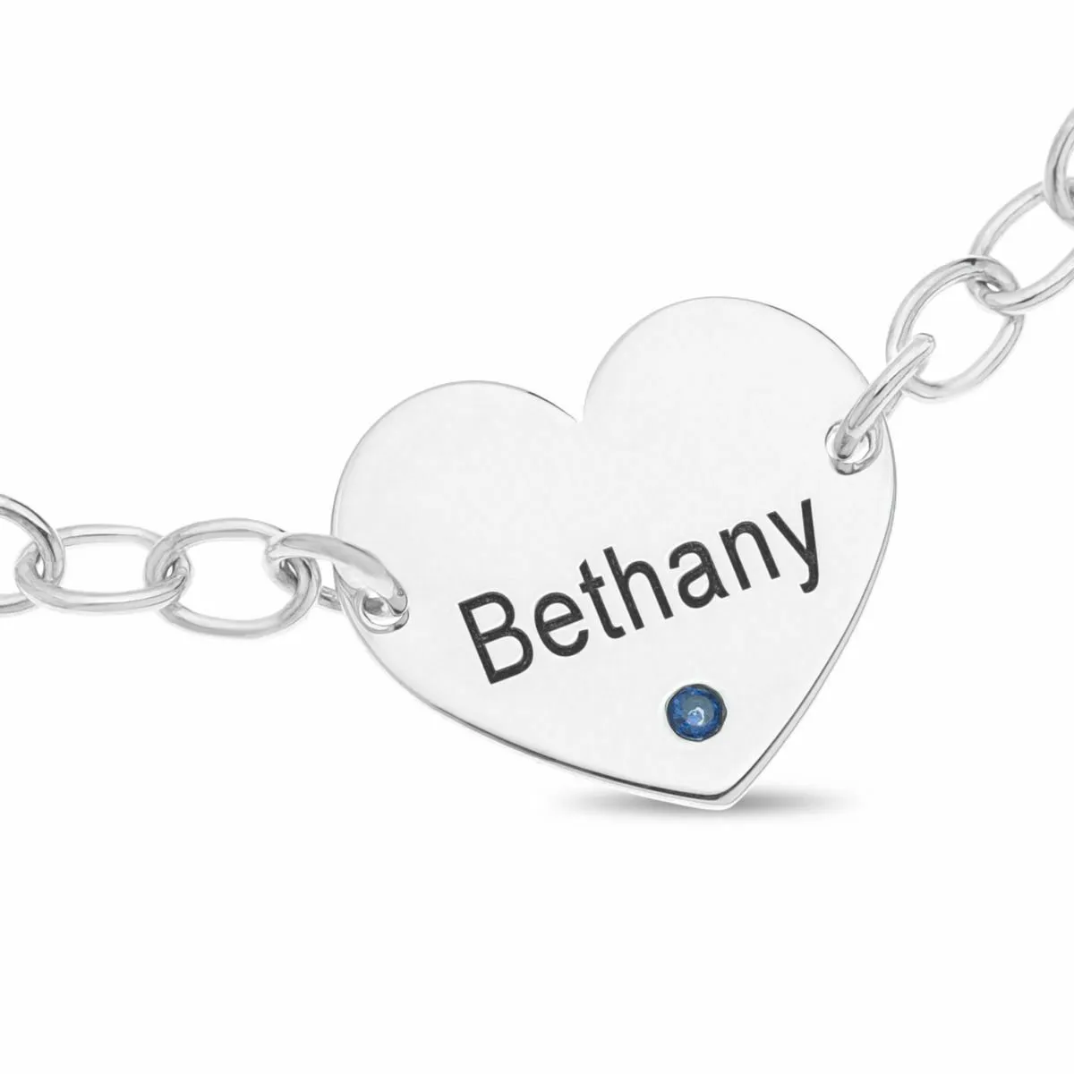 Personalised Silver Birthstone Heart Bracelet