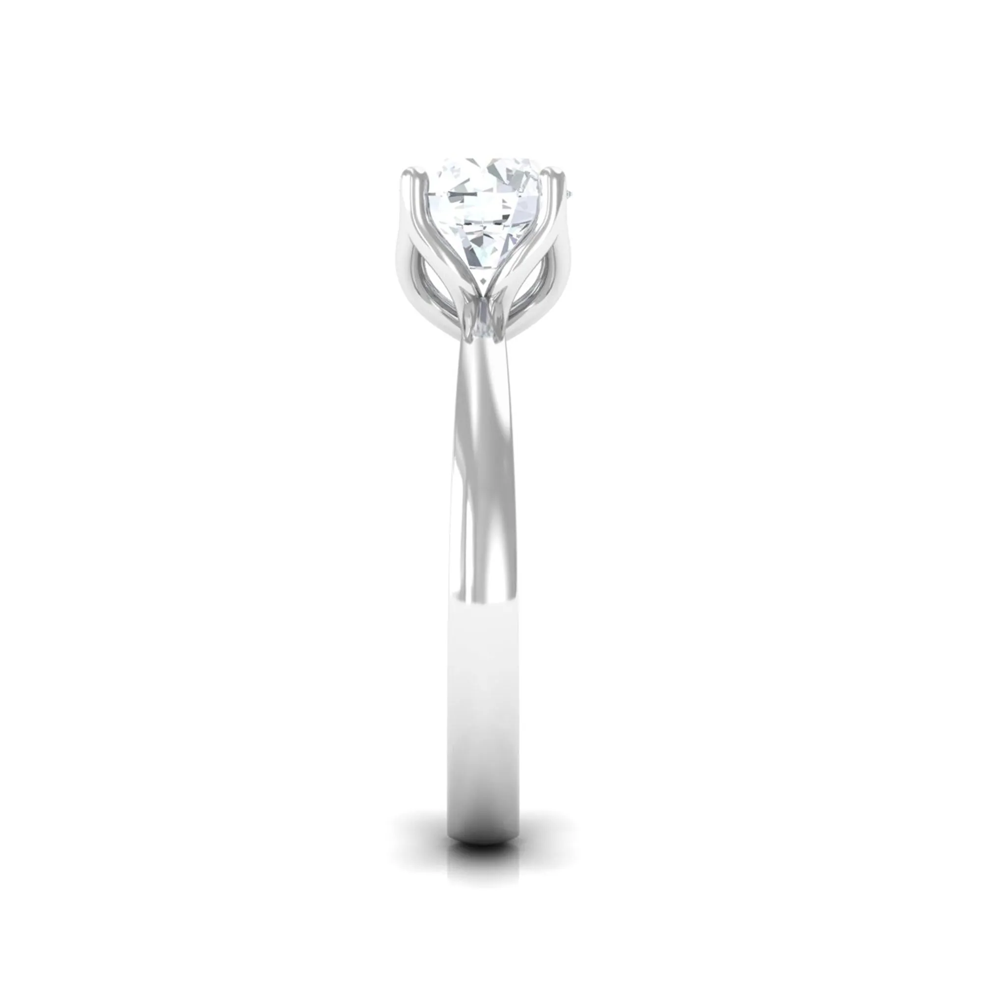 Petal Prong Set Round Moissanite Solitaire Engagement Ring