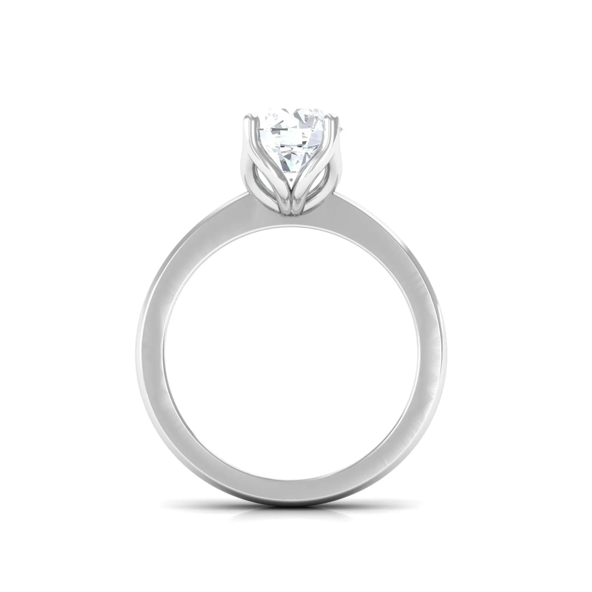 Petal Prong Set Round Moissanite Solitaire Engagement Ring