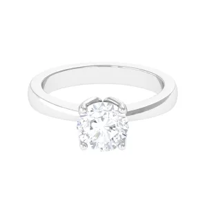 Petal Prong Set Round Moissanite Solitaire Engagement Ring