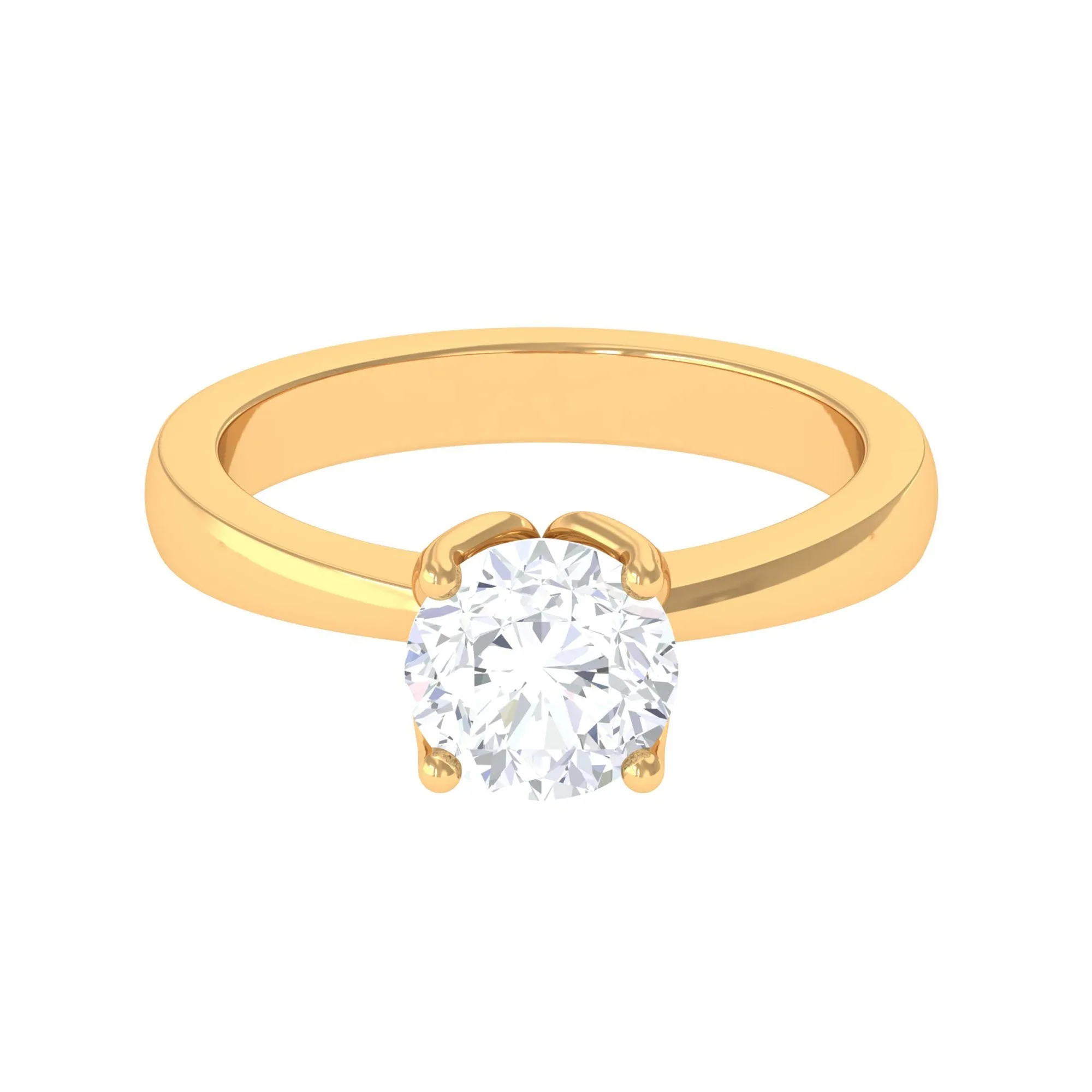 Petal Prong Set Round Moissanite Solitaire Engagement Ring