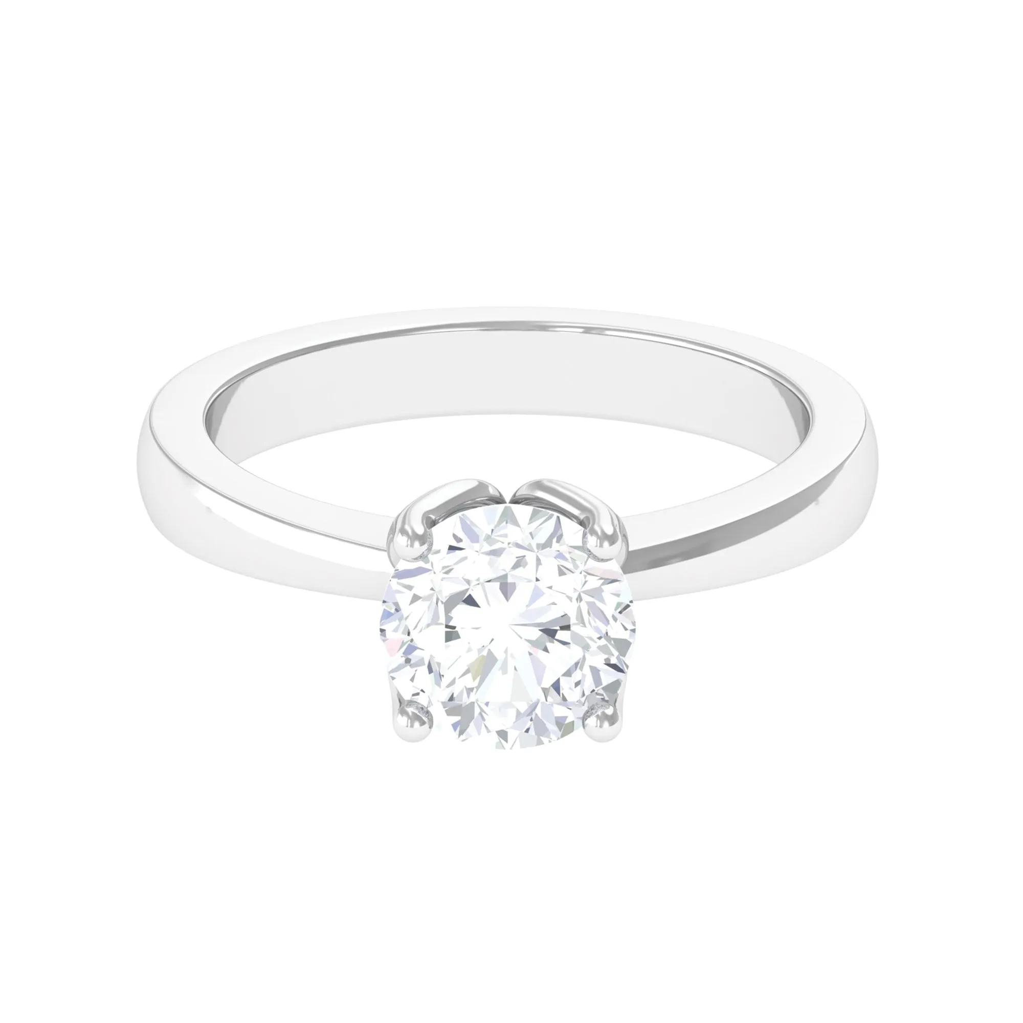 Petal Prong Set Round Moissanite Solitaire Engagement Ring