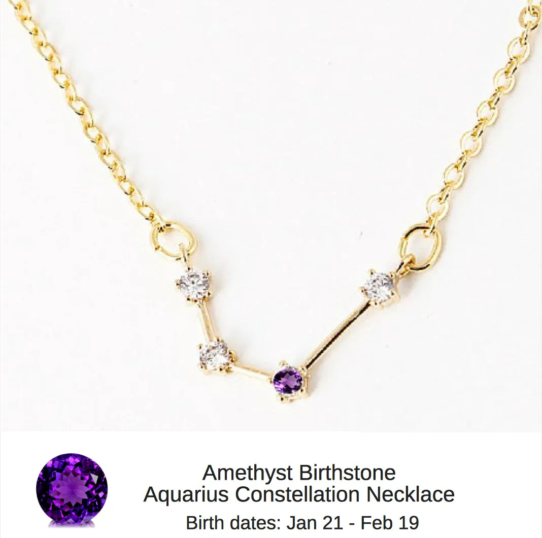 Pisces Aquamarine Birthstone Constellation Zodiac Necklace - "Star Candy"