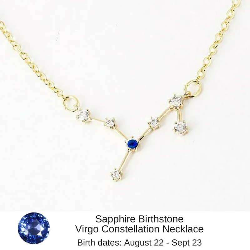 Pisces Aquamarine Birthstone Constellation Zodiac Necklace - "Star Candy"