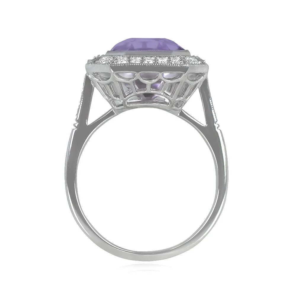 Platinum Kunzite and Diamond Ring