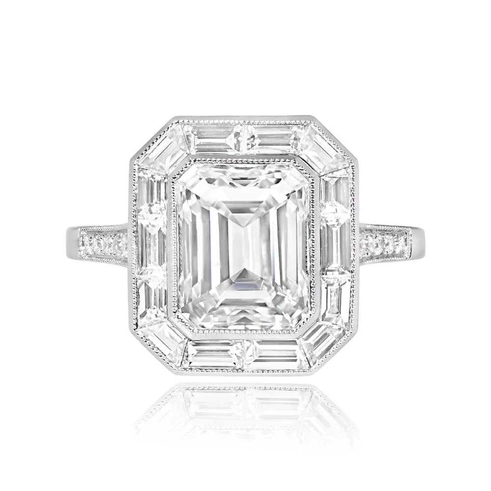 Platinum Kunzite and Diamond Ring