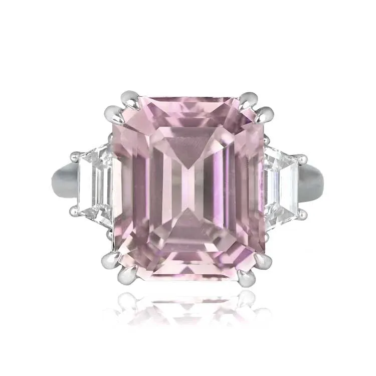 Platinum Kunzite and Diamond Ring