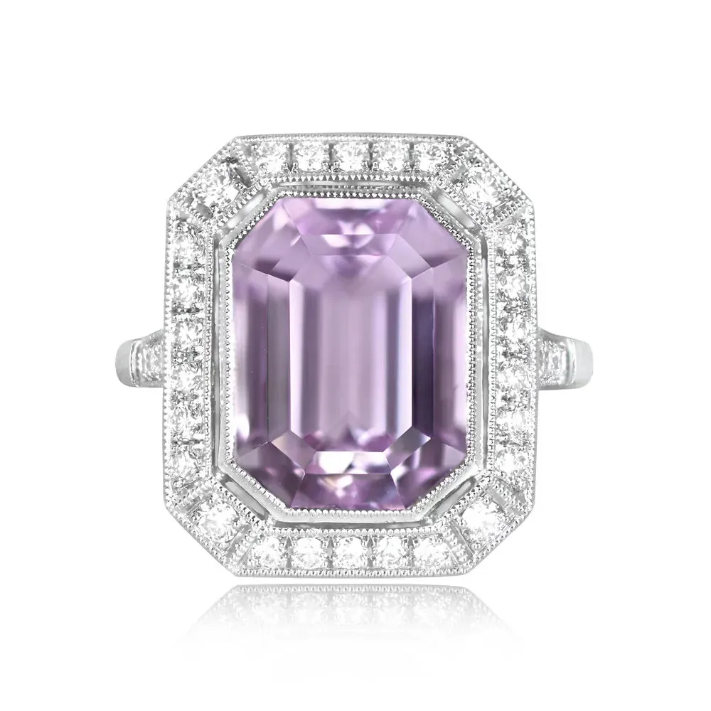 Platinum Kunzite and Diamond Ring