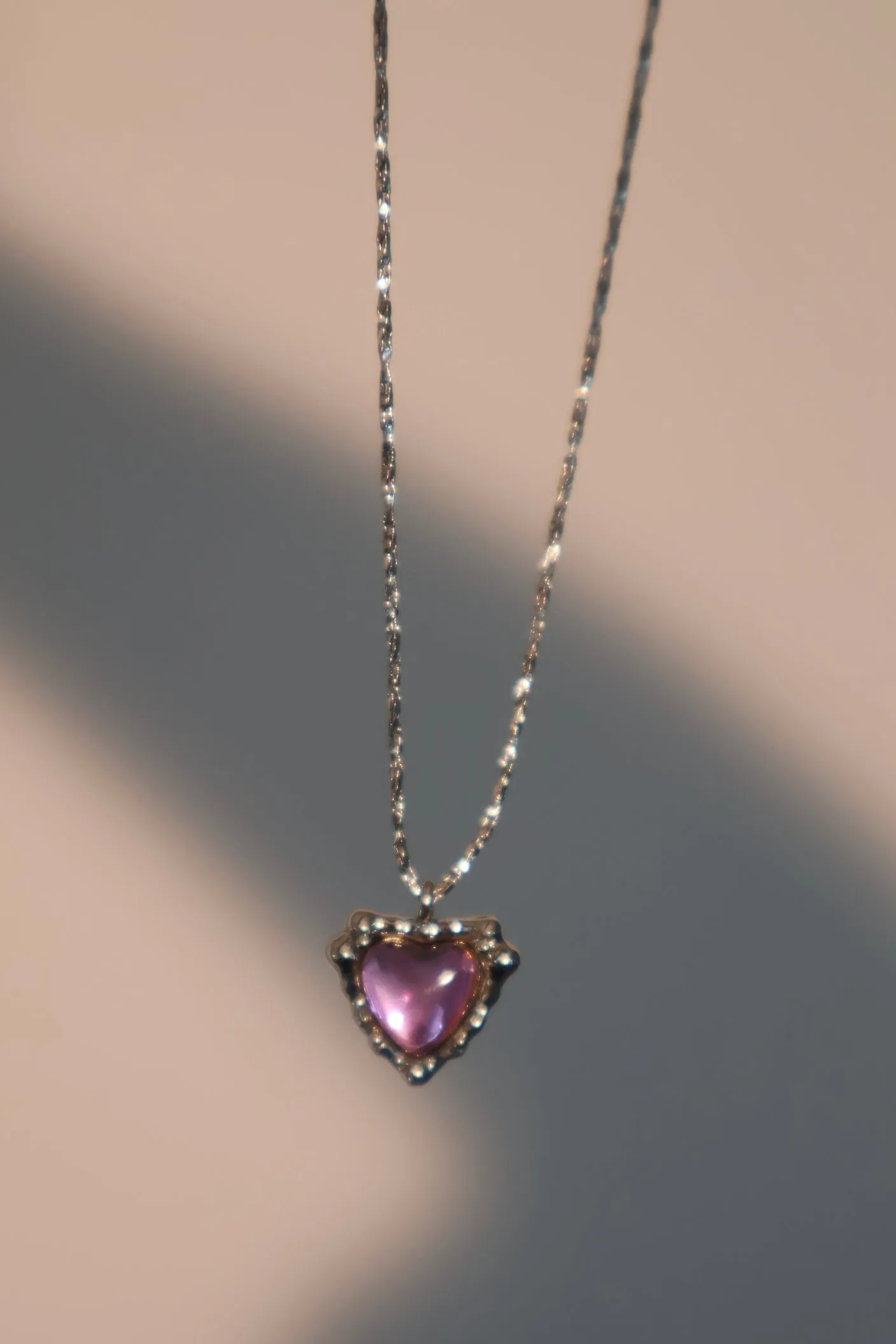 Platinum Plated Purple Opal Heart Necklace