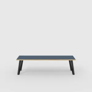 Plywood Bench Seat with Black Box Hairpin Legs - Formica Night Sea Blue - 1600(w) x 400(d) x 450(h)