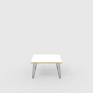 Plywood Coffee Table with Black Hairpin Legs - Formica White - 800(w) x 800(d) x 425(h)