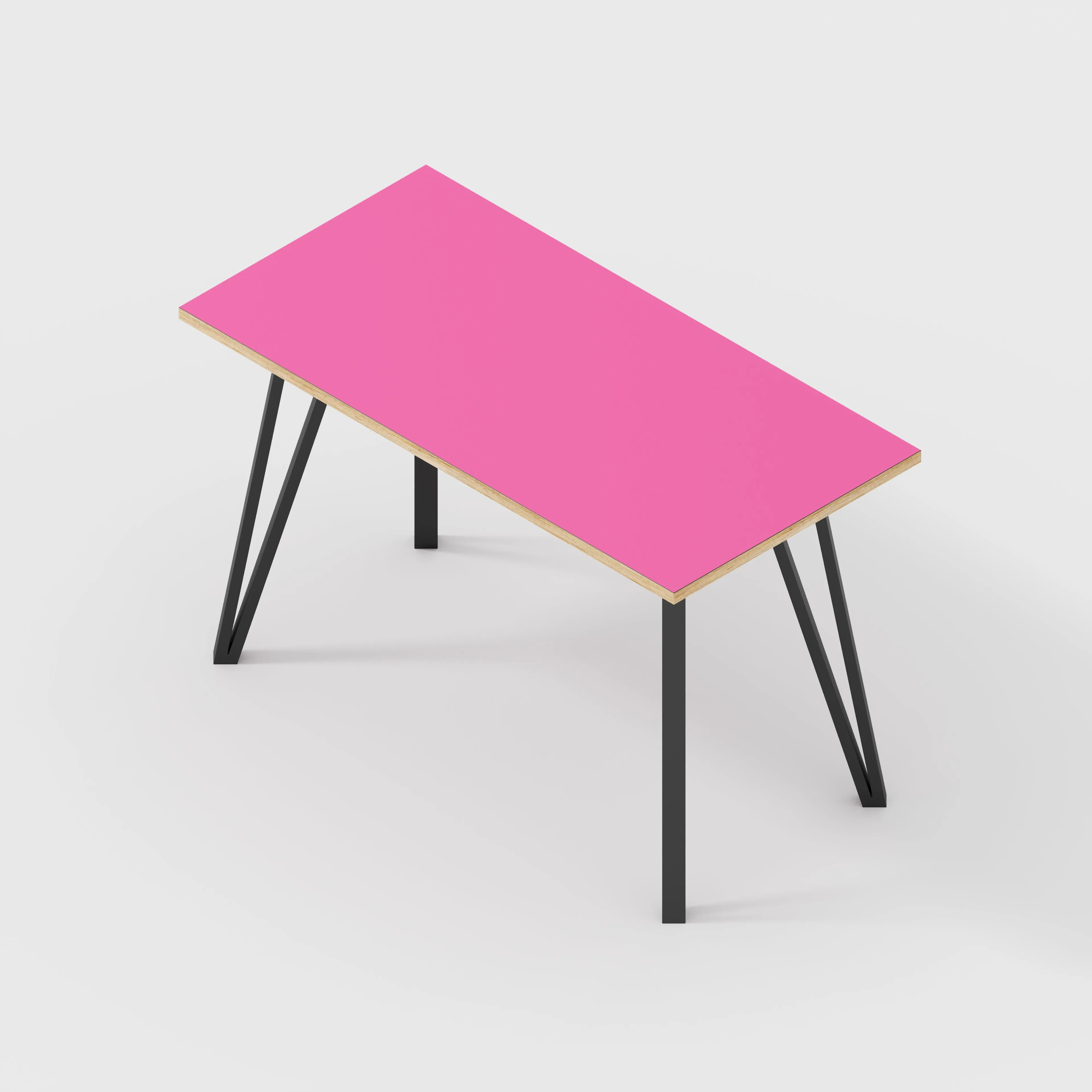 Plywood Desk with Black Box Hairpin Legs - Formica Juicy Pink - 1200(w) x 600(d) x 735(h)