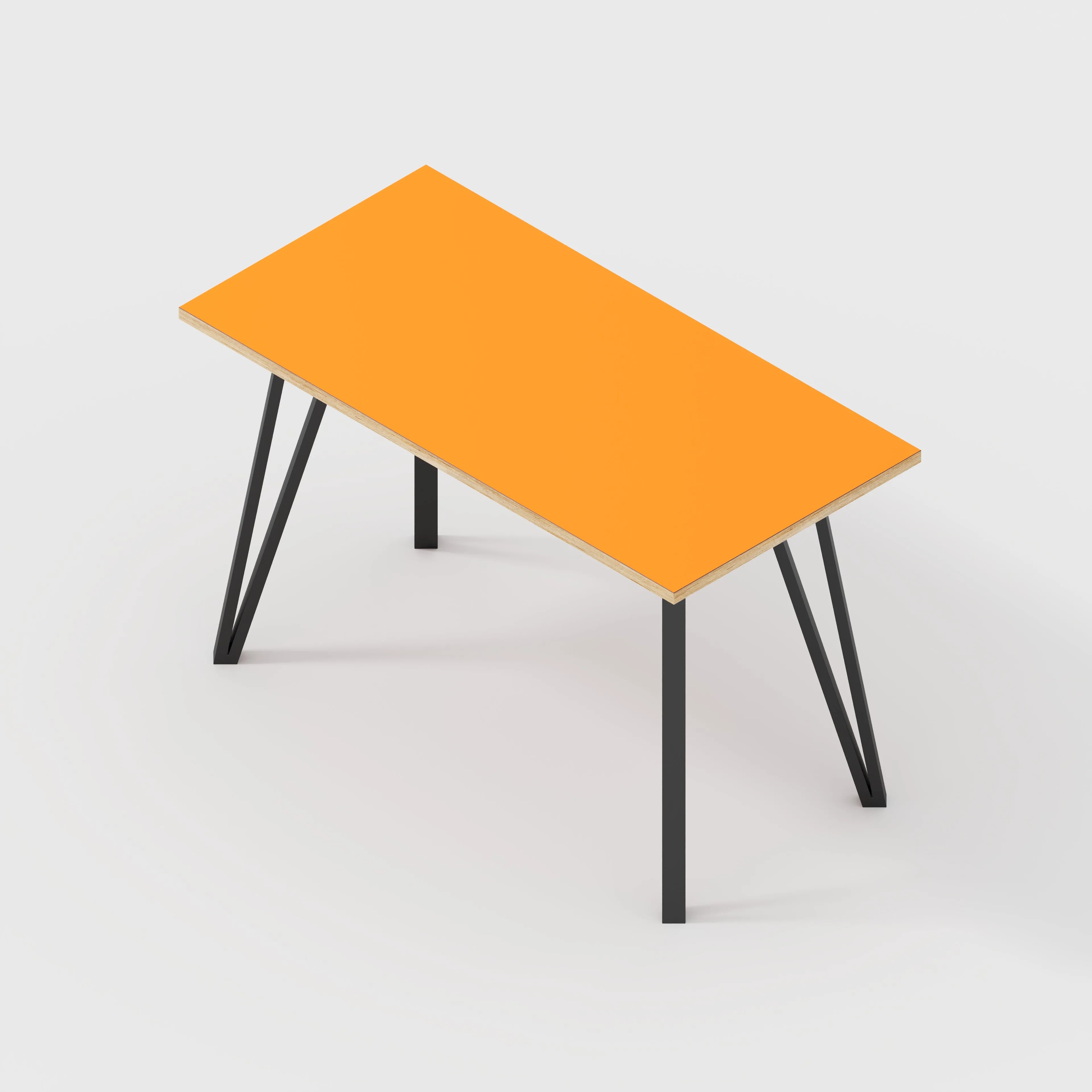 Plywood Desk with Black Box Hairpin Legs - Formica Levante Orange - 1200(w) x 600(d) x 735(h)