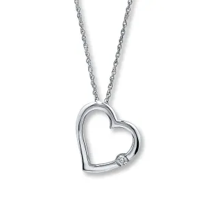 Pre-Owned Jared 10k White Gold Diamond Accent Heart Pendant Necklace