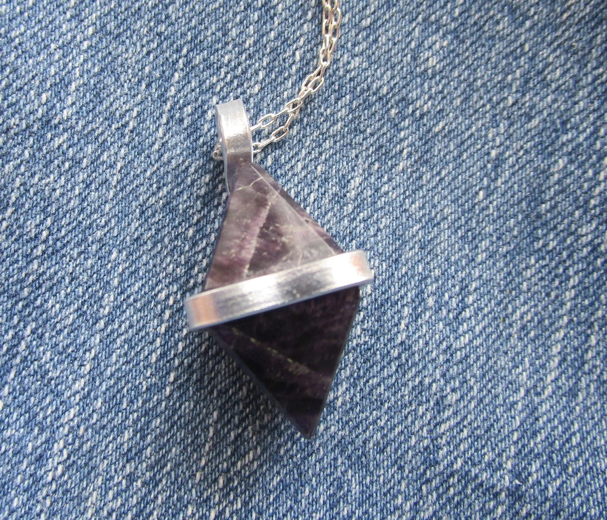 Purple Amethyst Natural Diamond Crystal Pendant Necklace