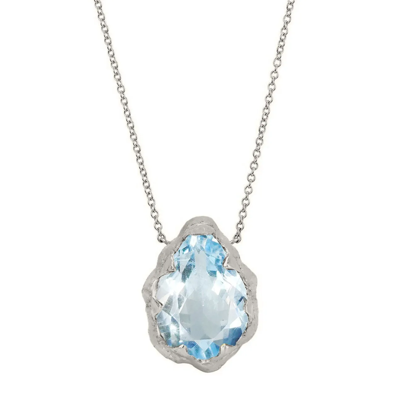 Queen Water Drop Aquamarine Solitaire Necklace