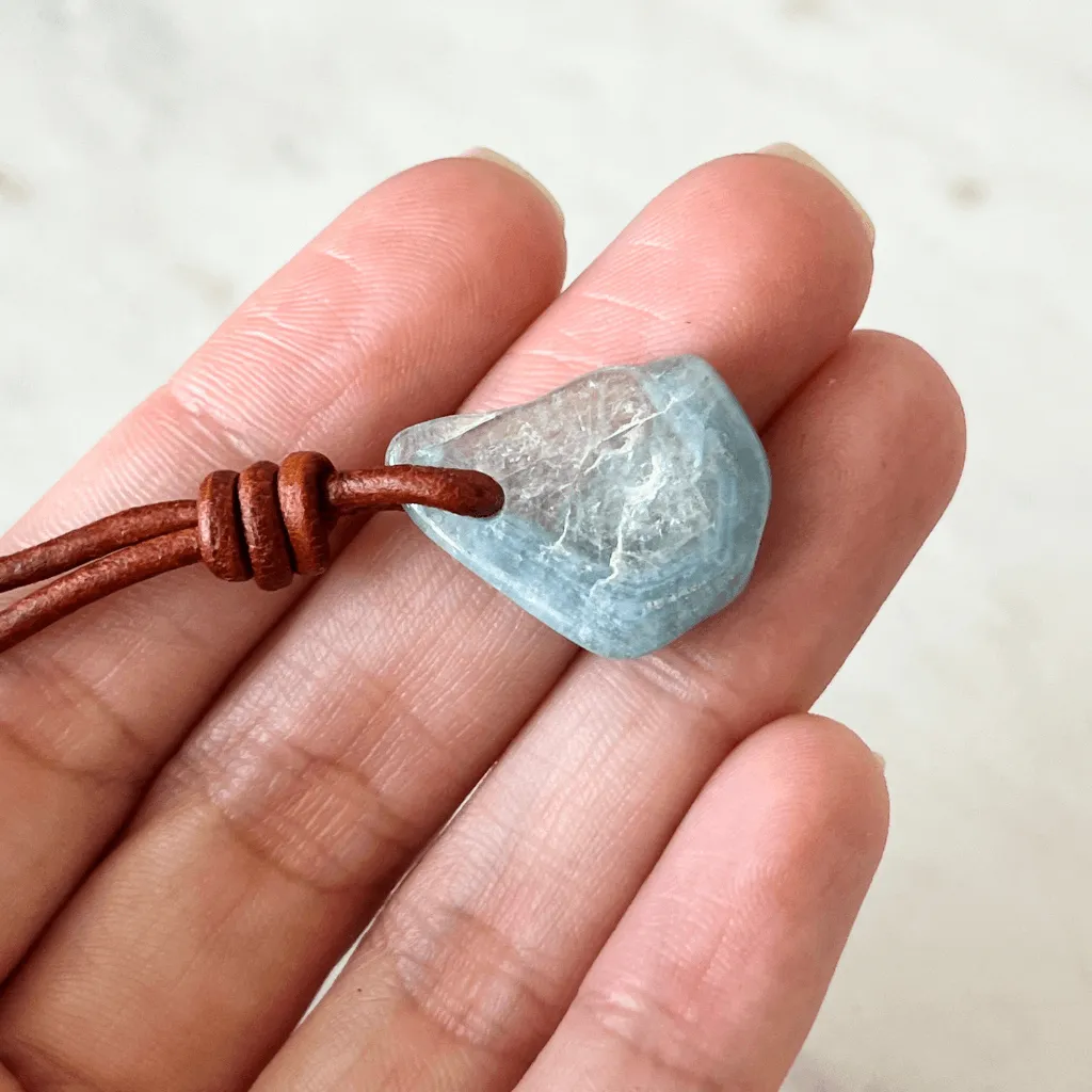 Raw Aquamarine Gemstone Pendant - Unique OOAK Piece