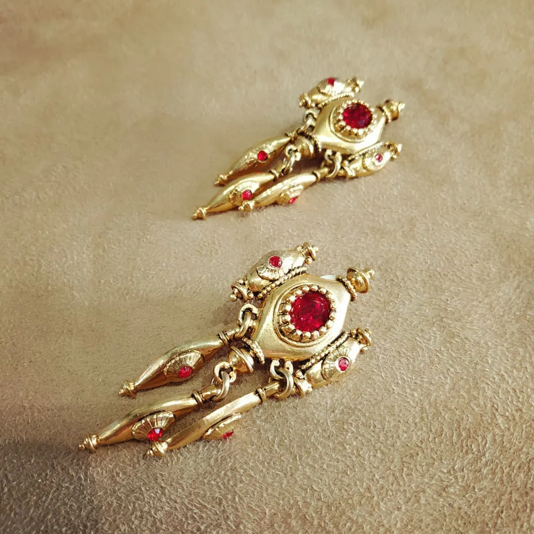 Red Chandelier Statement Earrings by Abbey Road