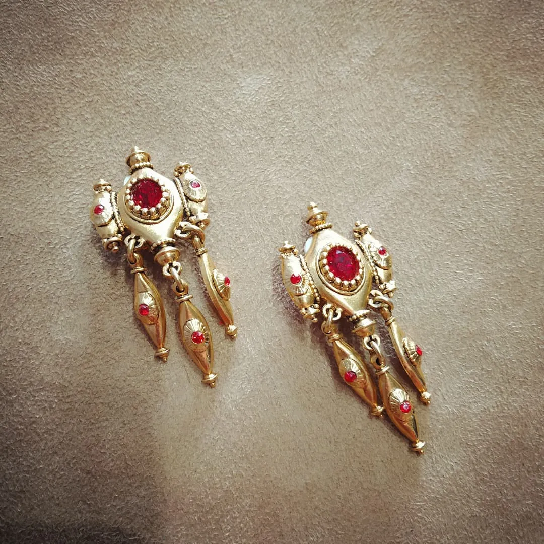 Red Chandelier Statement Earrings by Abbey Road