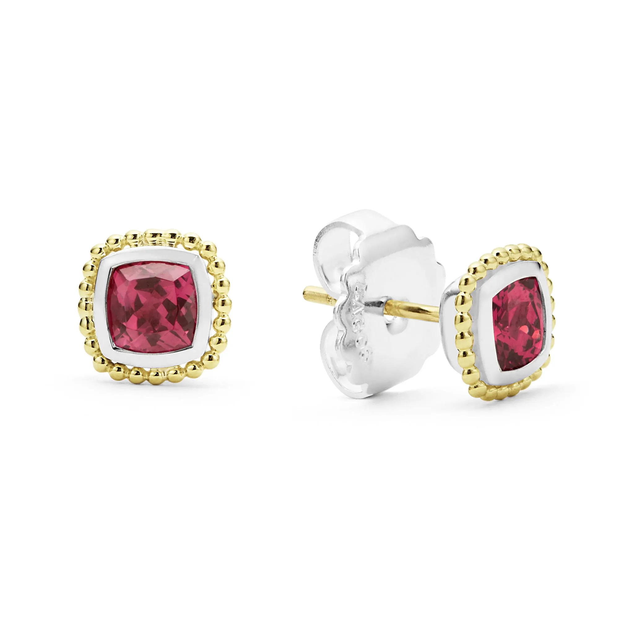 Rittenhouse Two-Tone Rhodolite Garnet Stud Earrings