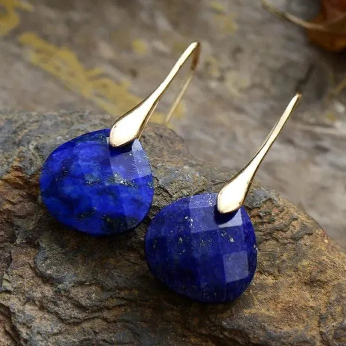 Ritzy Lapis Lazuli Stone Drop Earrings