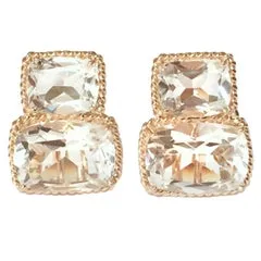 Rock Crystal and Gold Wrapped Cushion Drop Earrings