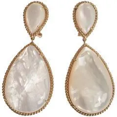 Rock Crystal and Gold Wrapped Cushion Drop Earrings