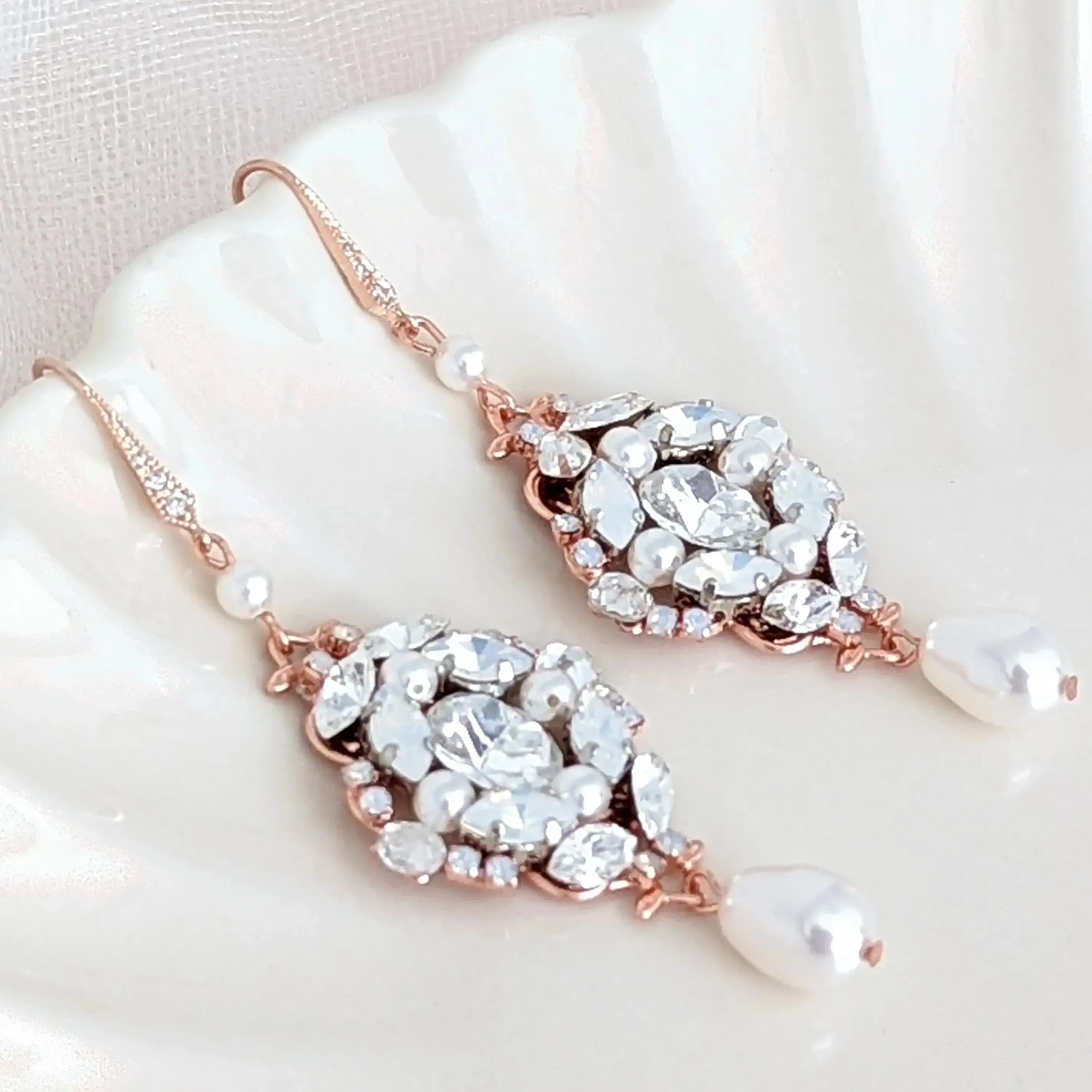 Rose Gold Wedding Earrings