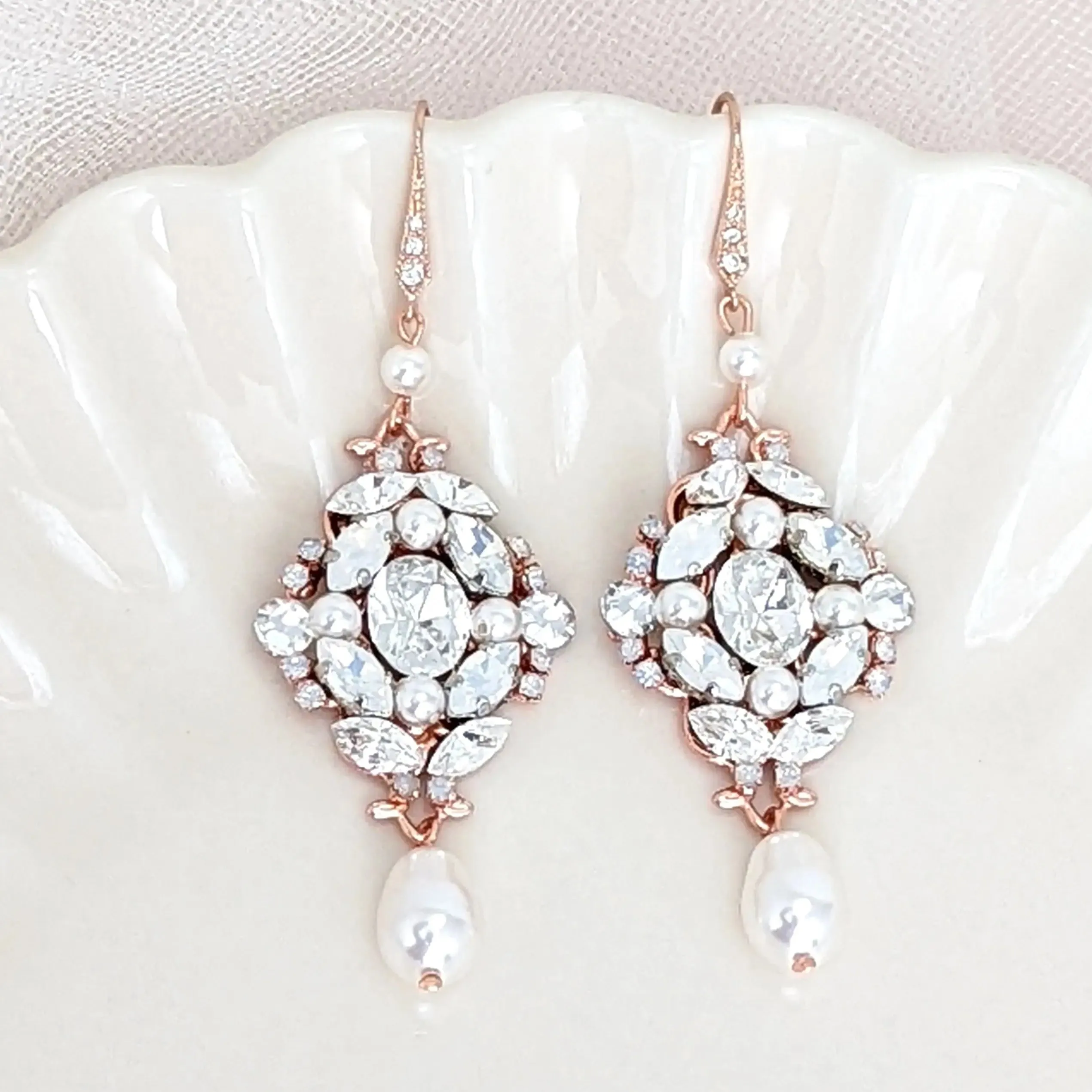 Rose Gold Wedding Earrings